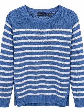 Polo Ralph Lauren Women’s XS Blue White Stripe 100% Linen Open Knit Sweater